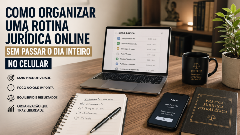 Como organizar uma rotina jurídica online sem passar o dia inteiro no celular