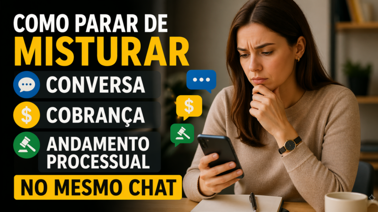 Como parar de misturar conversa, cobrança e andamento processual no mesmo chat