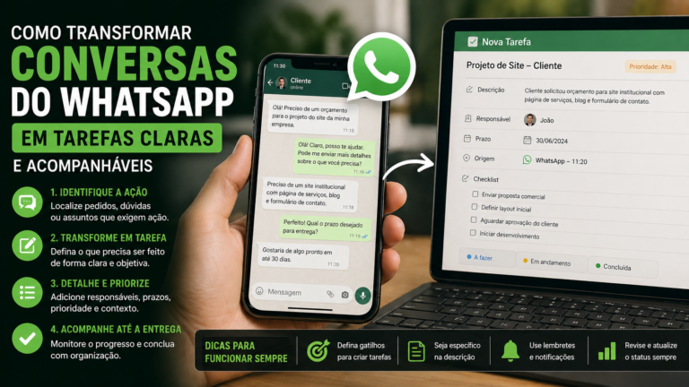 Como transformar conversas do WhatsApp em tarefas claras e acompanháveis