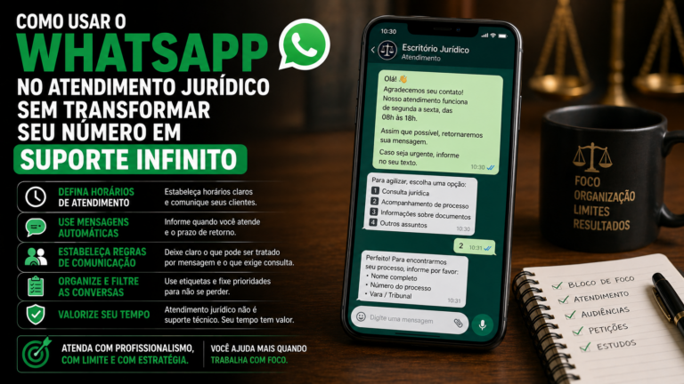 Como usar o WhatsApp no atendimento jurídico sem transformar seu número em suporte infinito