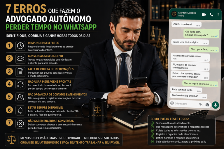 7 erros que fazem o advogado autônomo perder tempo no WhatsApp todos os dias