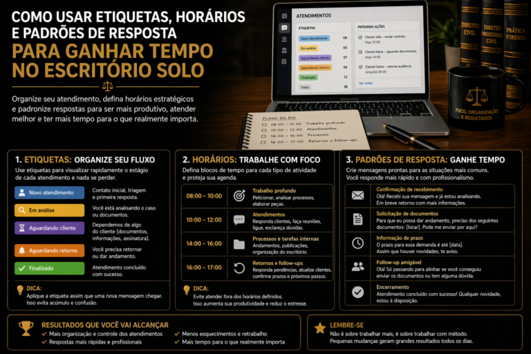 Como usar etiquetas, horários e padrões de resposta para ganhar tempo no escritório solo