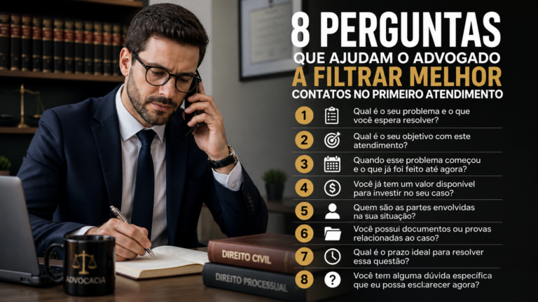 8 perguntas que ajudam o advogado a filtrar melhor contatos no primeiro atendimento