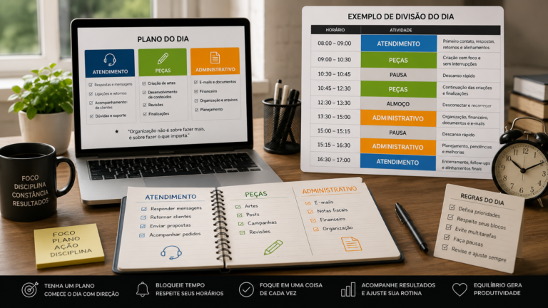 Como dividir o dia entre atendimento, peças e tarefas administrativas sem sobrecarga