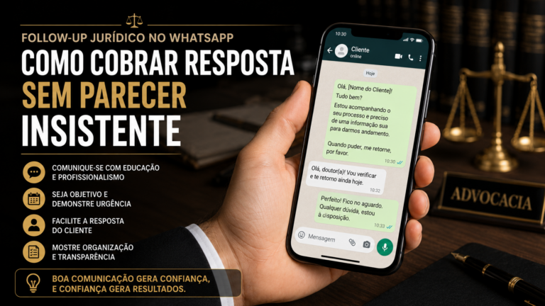 Follow-up jurídico no WhatsApp: como cobrar resposta sem parecer insistente