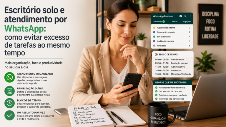 Escritório solo e atendimento por WhatsApp: como evitar excesso de tarefas ao mesmo tempo