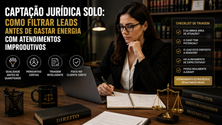 Captação jurídica solo: como filtrar leads antes de gastar energia com atendimentos improdutivos