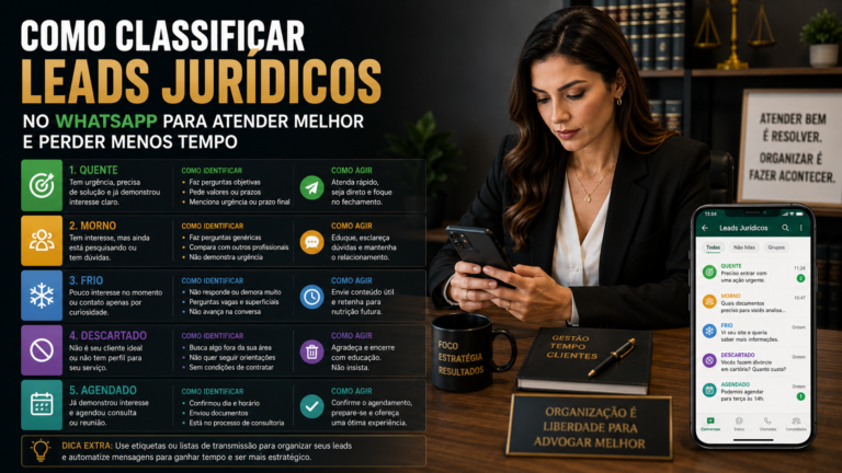 Como classificar leads jurídicos no WhatsApp para atender melhor e perder menos tempo