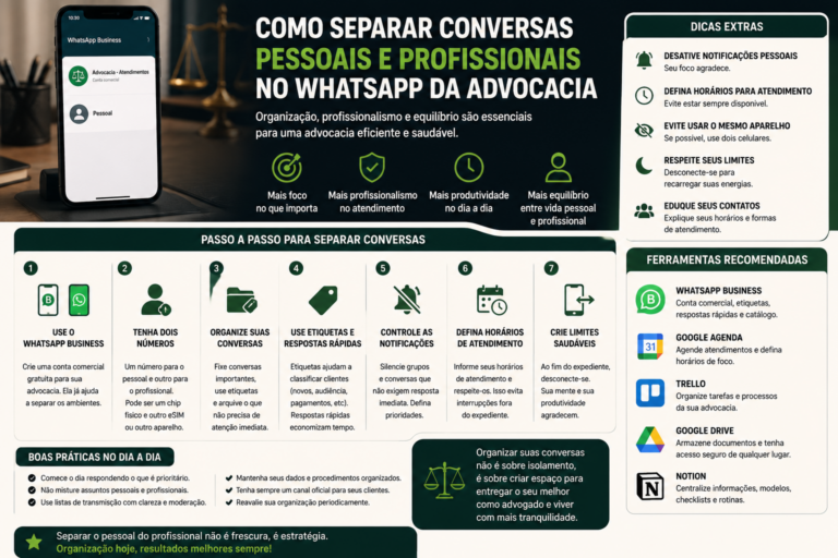 Como separar conversas pessoais e profissionais no WhatsApp da advocacia