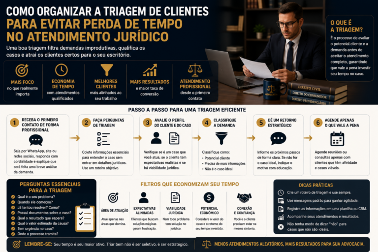 Como organizar a triagem de clientes para evitar perda de tempo no atendimento jurídico