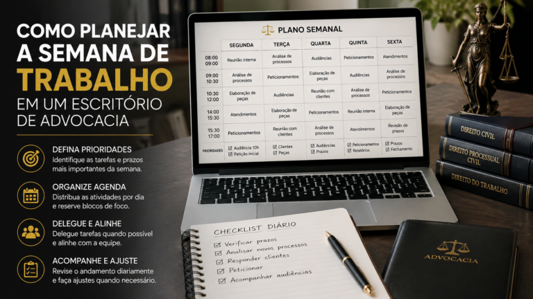 Como planejar a semana de trabalho em um escritório de advocacia