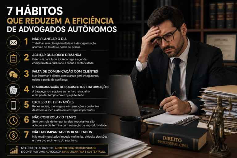 7 hábitos que reduzem a eficiência de advogados autônomos