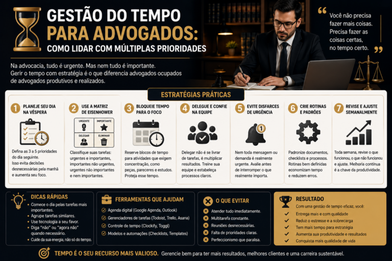Gestão do tempo para advogados: como lidar com múltiplas prioridades
