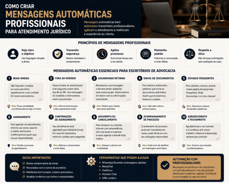 Como criar mensagens automáticas profissionais para atendimento jurídico