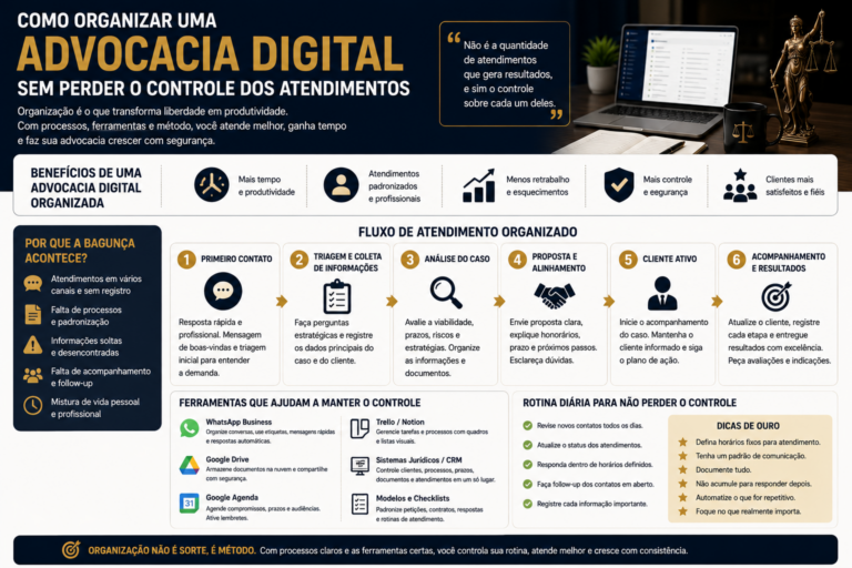 Como organizar uma advocacia digital sem perder o controle dos atendimentos