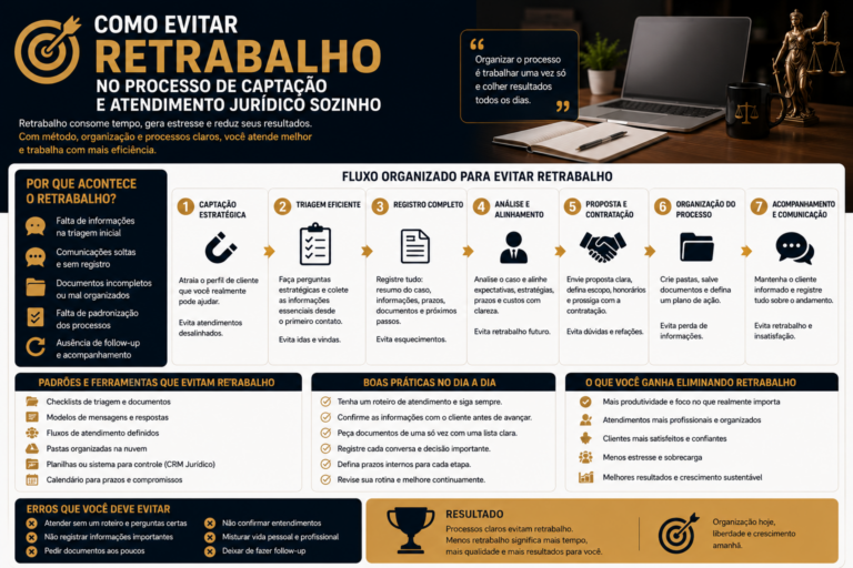 Como evitar retrabalho no processo de captação e atendimento jurídico sozinho