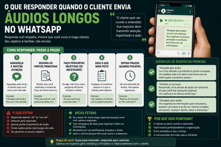O que responder quando o cliente envia áudios longos no WhatsApp