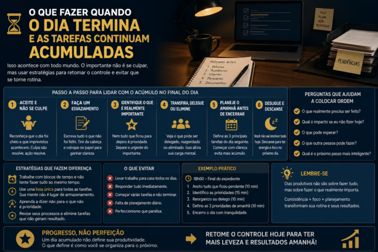 O que fazer quando o dia termina e as tarefas continuam acumuladas