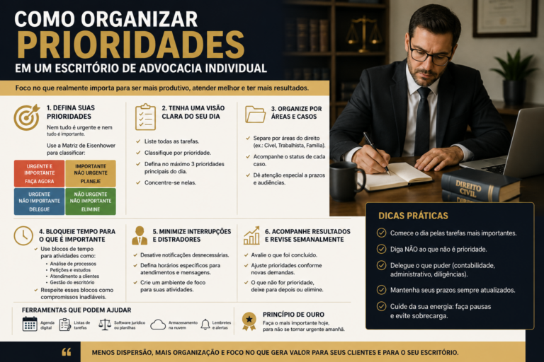 Como organizar prioridades em um escritório de advocacia individual