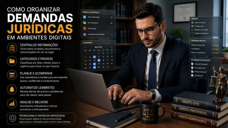 Como organizar demandas jurídicas em ambientes digitais