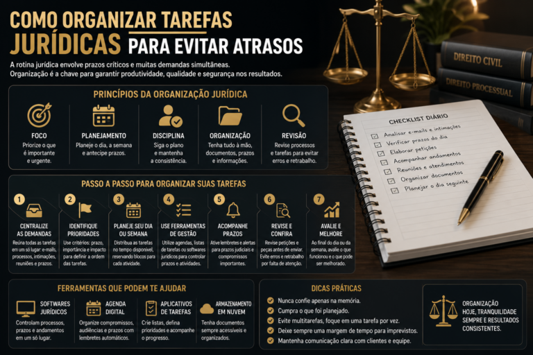 Como organizar tarefas jurídicas para evitar atrasos