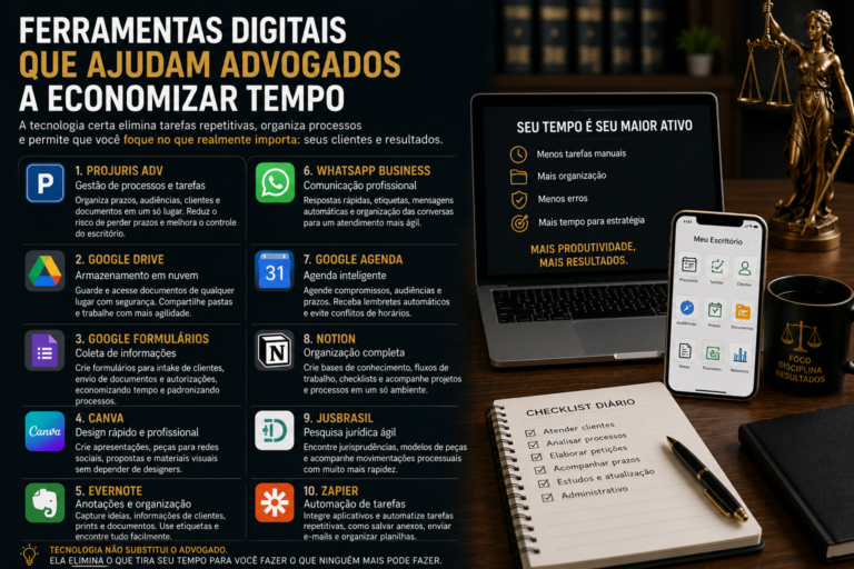 Ferramentas digitais que ajudam advogados a economizar tempo