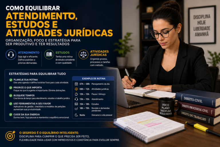 Como equilibrar atendimento, estudos e atividades jurídicas