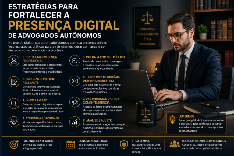 Estratégias para fortalecer a presença digital de advogados autônomos