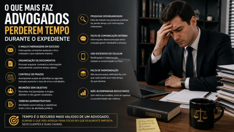 O que mais faz advogados perderem tempo durante o expediente