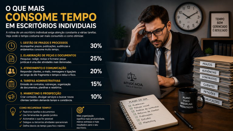 O que mais consome tempo em escritórios individuais