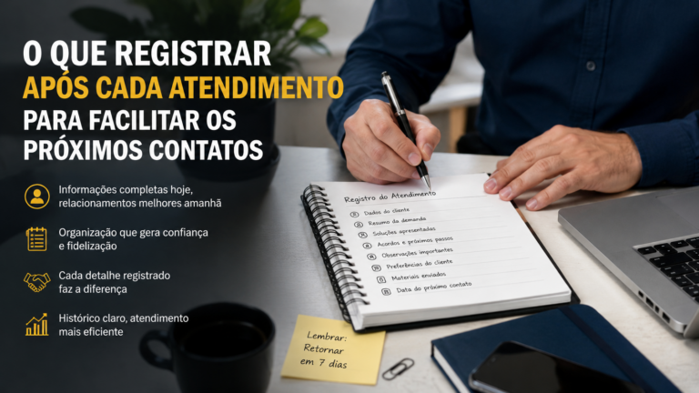 O que registrar após cada atendimento para facilitar os próximos contatos