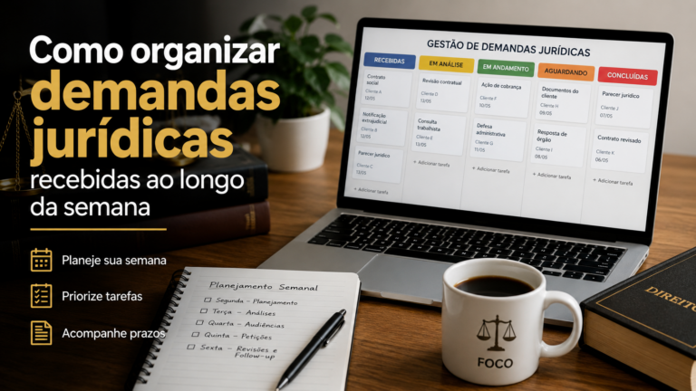 Como organizar demandas jurídicas recebidas ao longo da semana