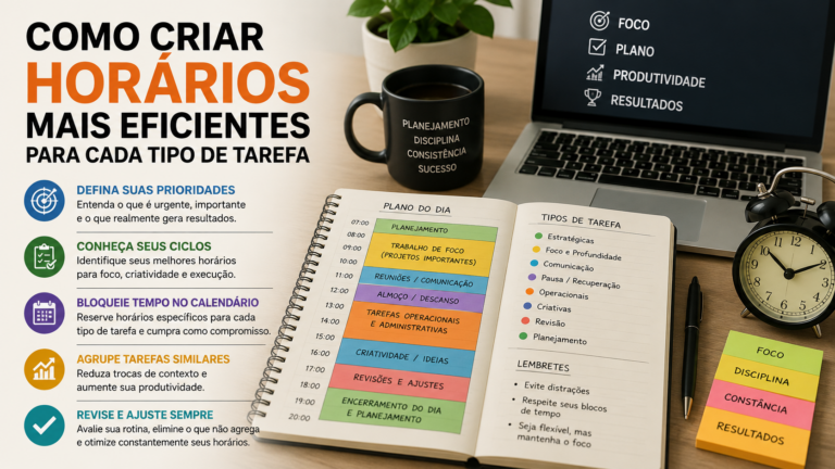 Como criar horários mais eficientes para cada tipo de tarefa