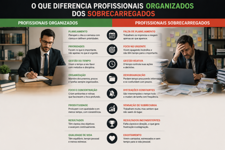 O que diferencia profissionais organizados dos sobrecarregados