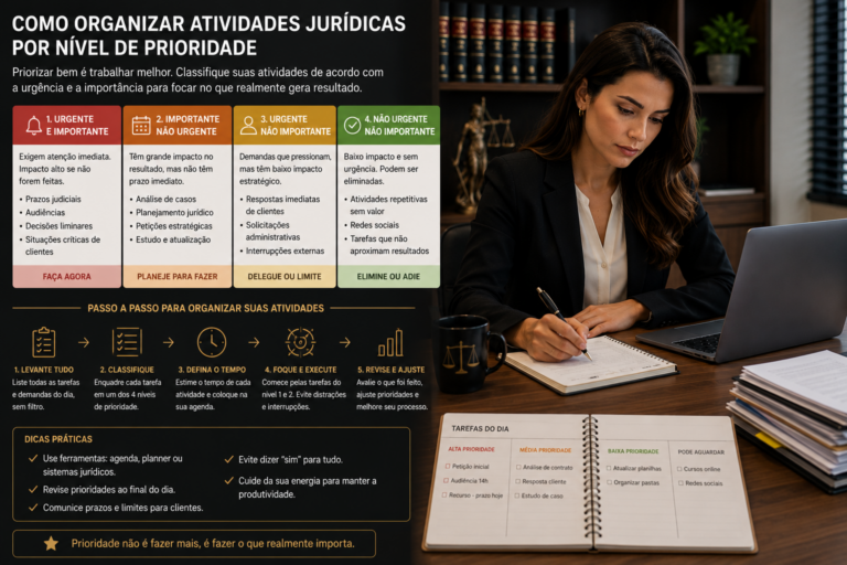 Como organizar atividades jurídicas por nível de prioridade