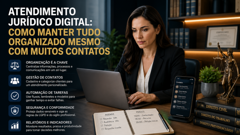 Atendimento jurídico digital: como manter tudo organizado mesmo com muitos contatos