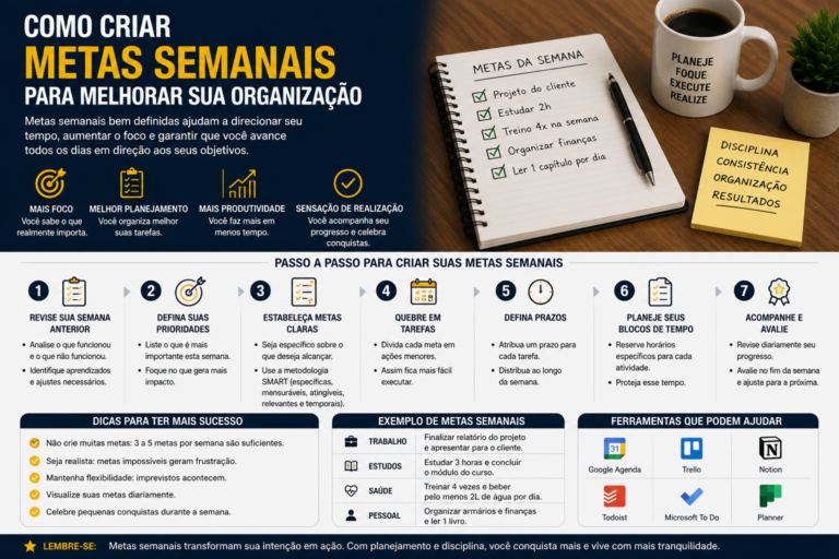 Como criar metas semanais para melhorar sua organização
