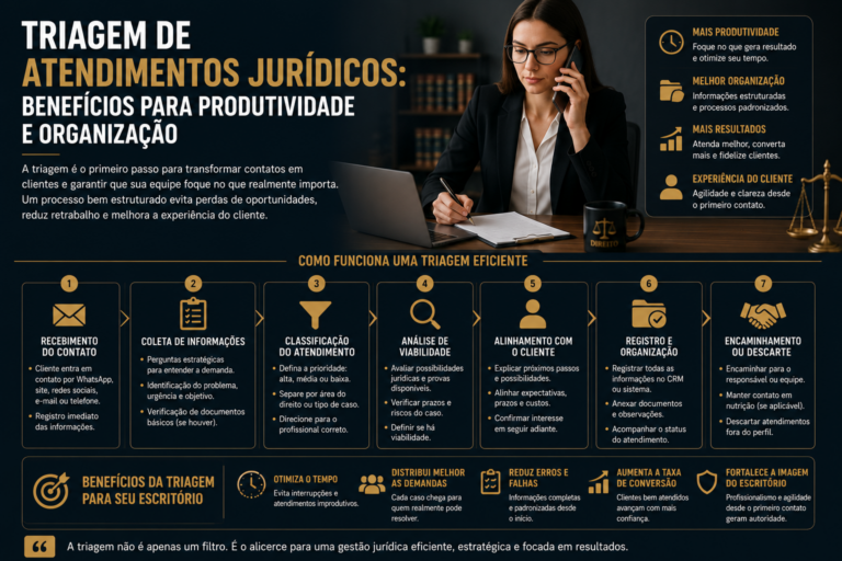 Triagem de atendimentos jurídicos: benefícios para produtividade e organização
